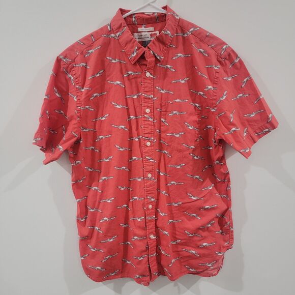 Old Navy The Classic Shirt Mens Button Up Size Large Seagulls Summer Vacation - Picture 1 of 6